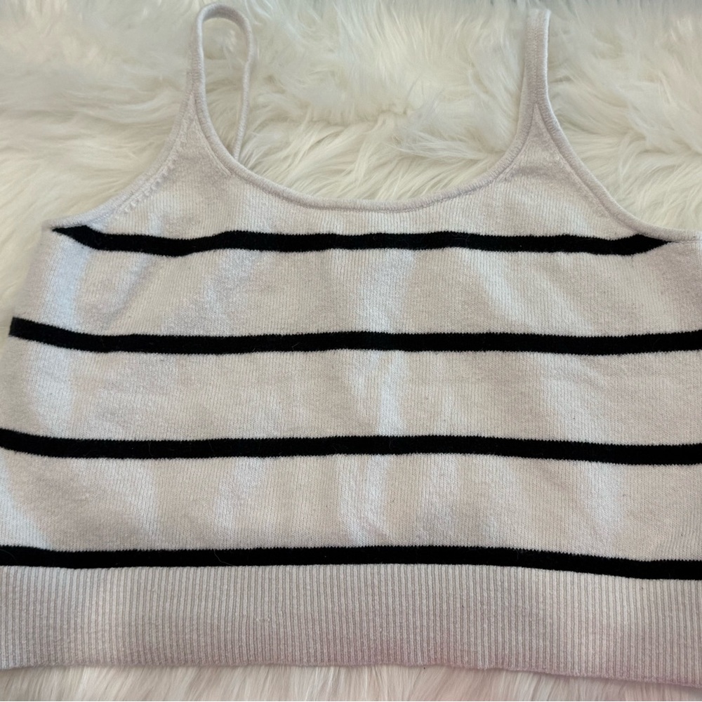 Black and White Crop Knit Tank - ON | Large